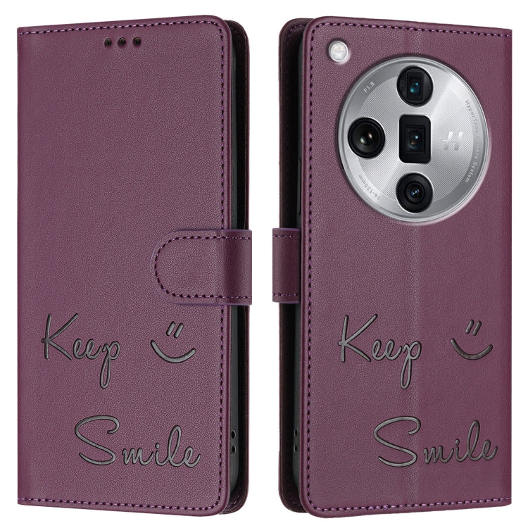 For OPPO Find X7 Ultra Smile Embossing RFID Leather Phone Case
