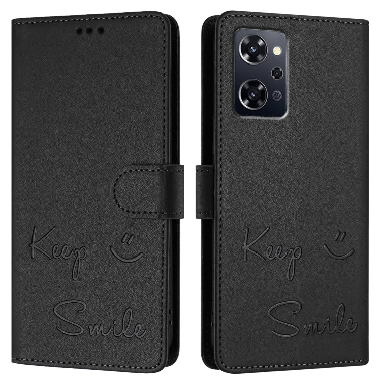 For OPPO Reno9 A Smile Embossing RFID Leather Phone Case