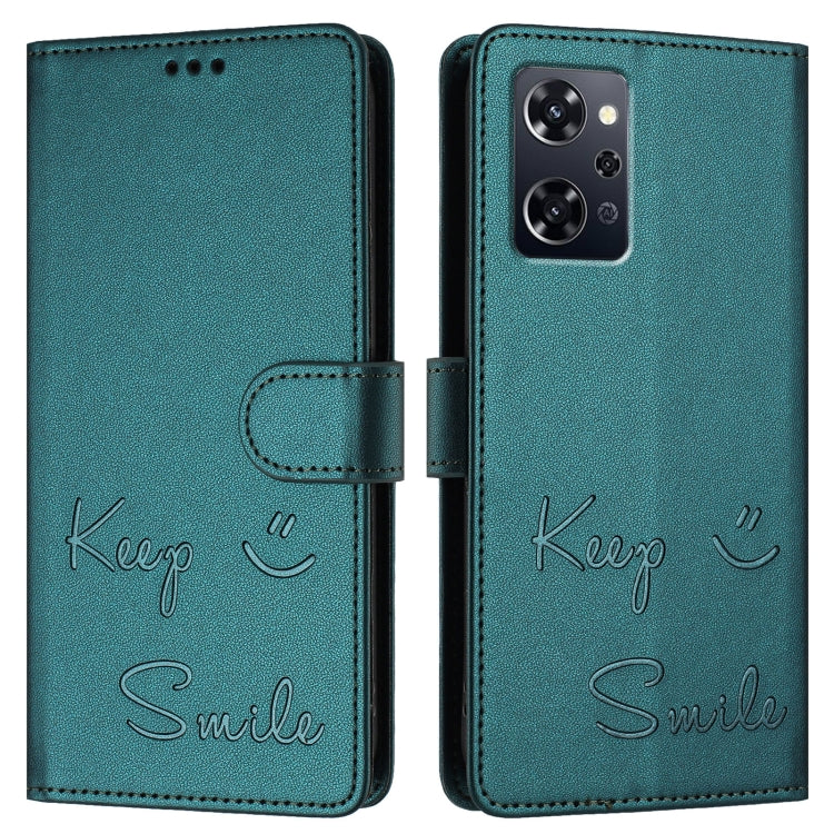 For OPPO Reno9 A Smile Embossing RFID Leather Phone Case