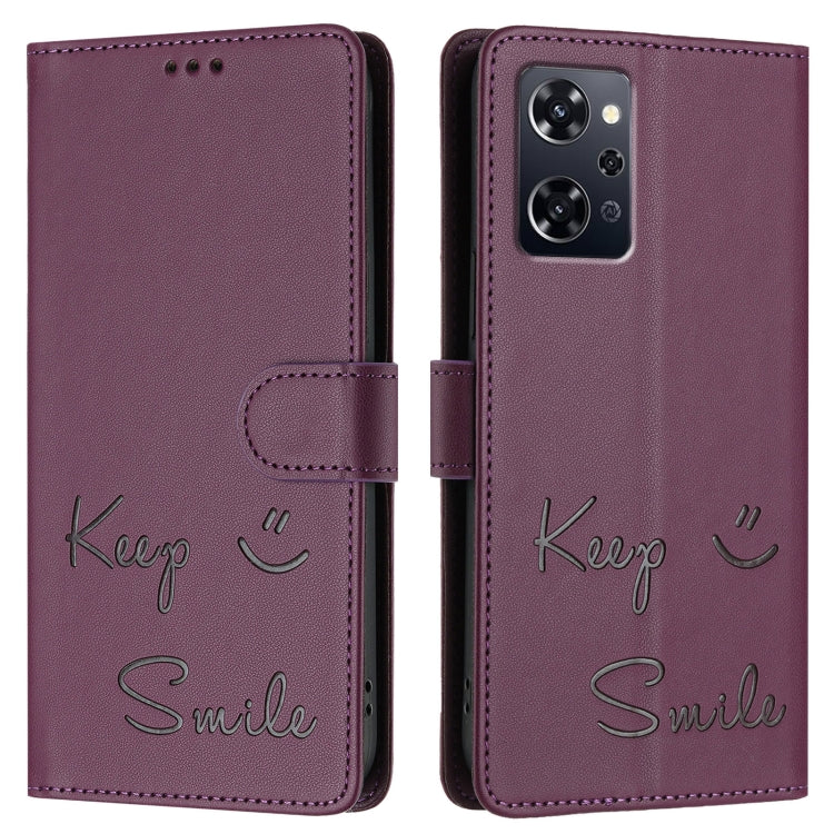 For OPPO Reno9 A Smile Embossing RFID Leather Phone Case