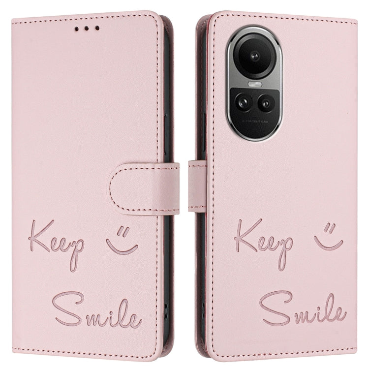 For OPPO Reno10 / Reno10 Pro Global Smile Embossing RFID Leather Phone Case