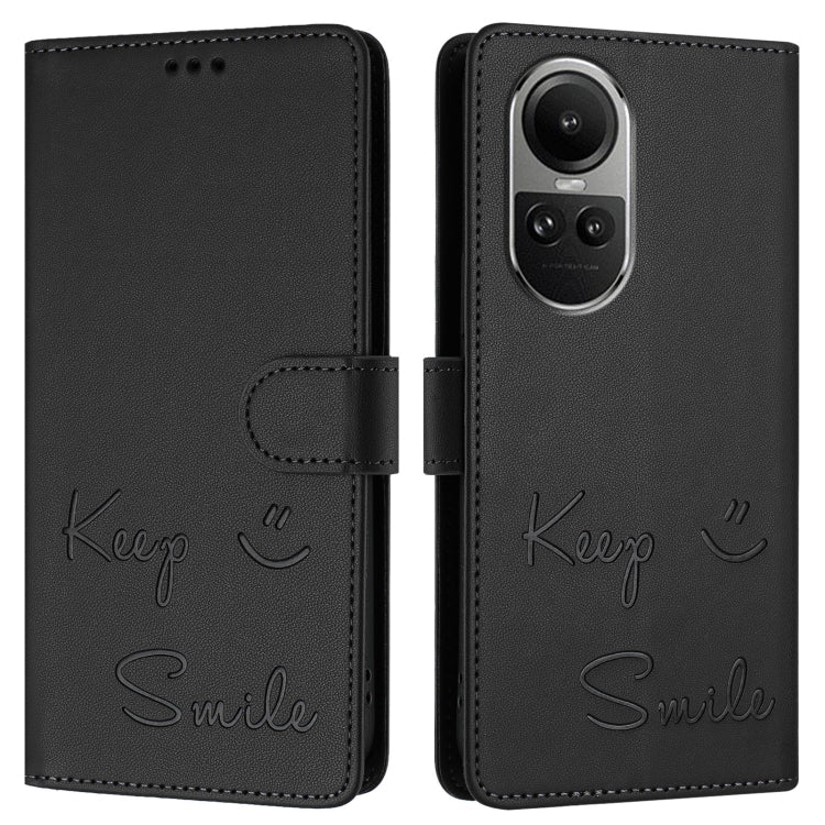 For OPPO Reno10 / Reno10 Pro Global Smile Embossing RFID Leather Phone Case
