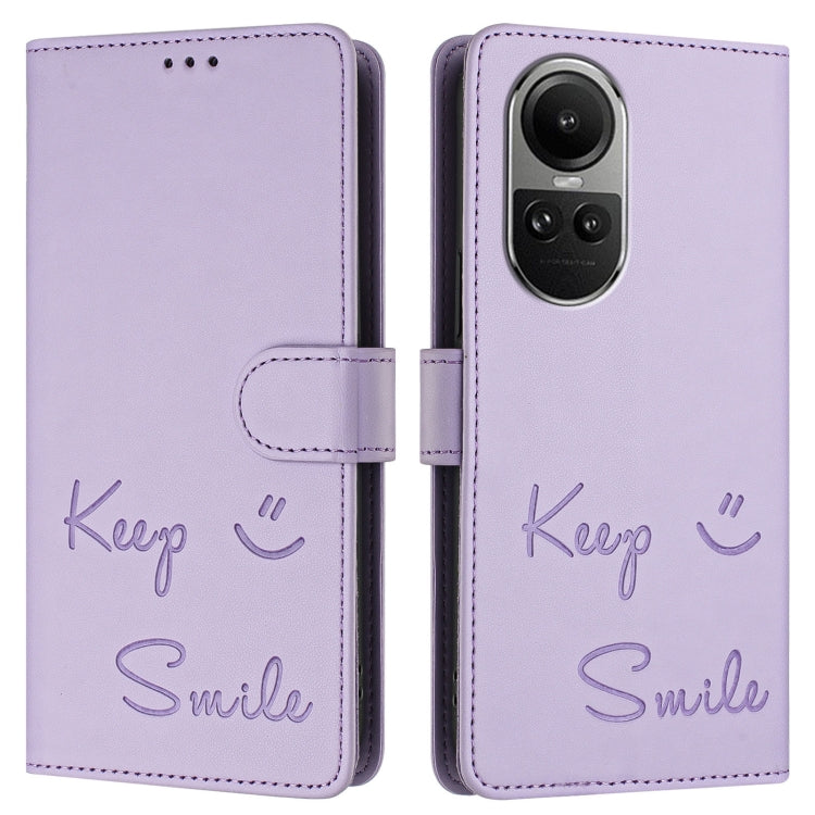 For OPPO Reno10 / Reno10 Pro Global Smile Embossing RFID Leather Phone Case