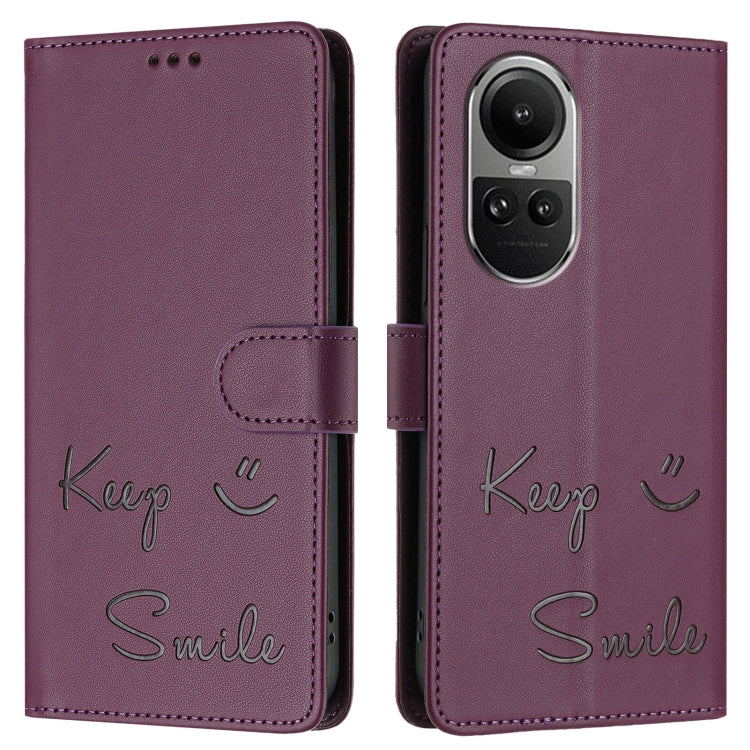 For OPPO Reno10 / Reno10 Pro Global Smile Embossing RFID Leather Phone Case