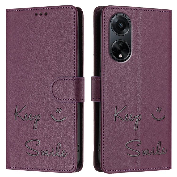 For OPPO A98 5G / F23 5G India Smile Embossing RFID Leather Phone Case