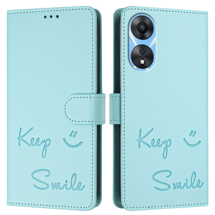 For OPPO A78 5G Global / A1X 5G Smile Embossing RFID Leather Phone Case
