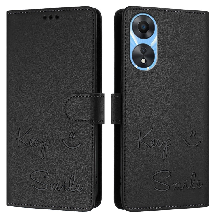 For OPPO A78 5G Global / A1X 5G Smile Embossing RFID Leather Phone Case