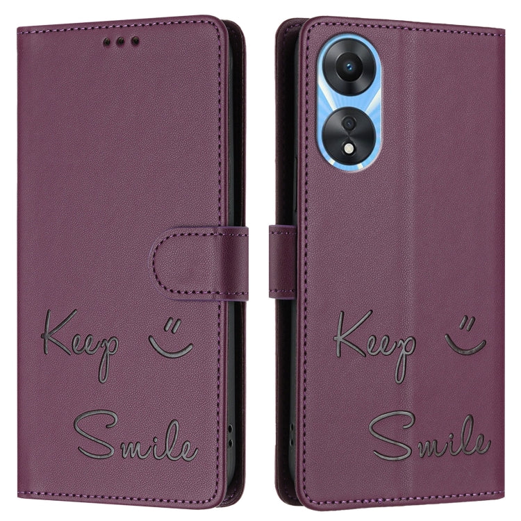 For OPPO A78 5G Global / A1X 5G Smile Embossing RFID Leather Phone Case