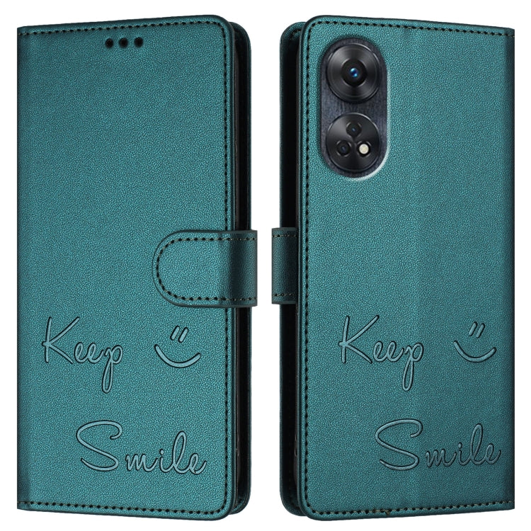 For OPPO Reno8 T 4G Global Smile Embossing RFID Leather Phone Case