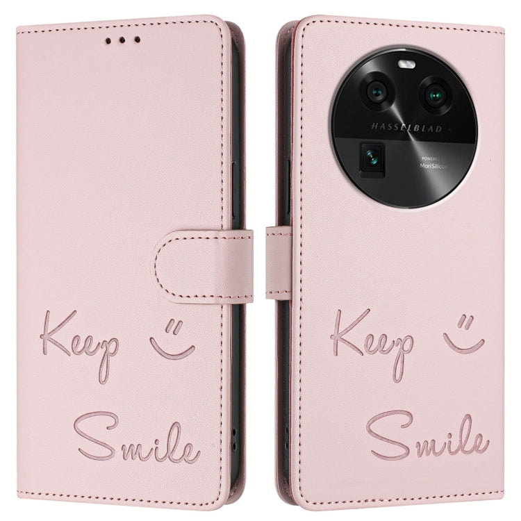 For OPPO Find X6 Smile Embossing RFID Leather Phone Case