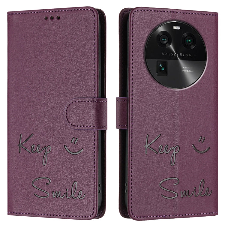 For OPPO Find X6 Smile Embossing RFID Leather Phone Case