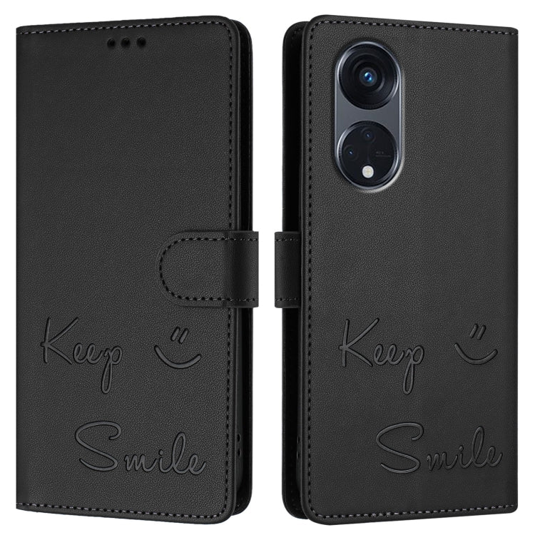 For OPPO A1 Pro 5G / Reno8 T 5G Global Smile Embossing RFID Leather Phone Case