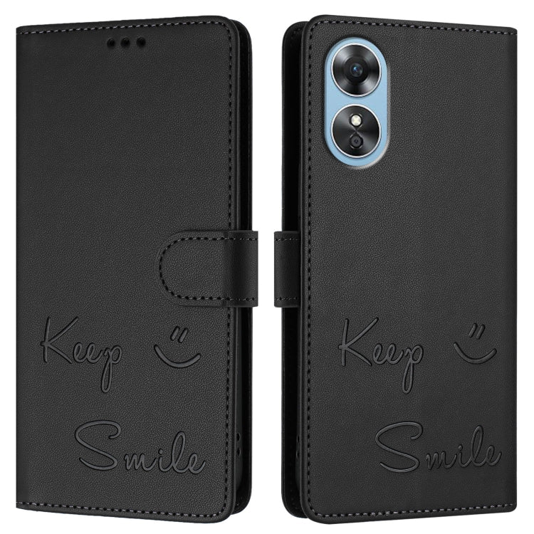 For OPPO A17 4G Global / A17K Smile Embossing RFID Leather Phone Case