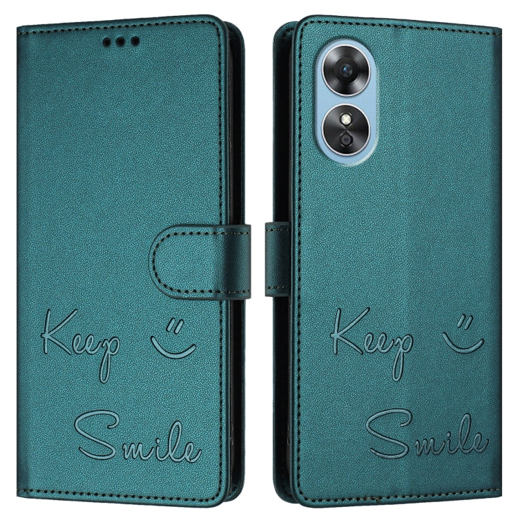 For OPPO A17 4G Global / A17K Smile Embossing RFID Leather Phone Case
