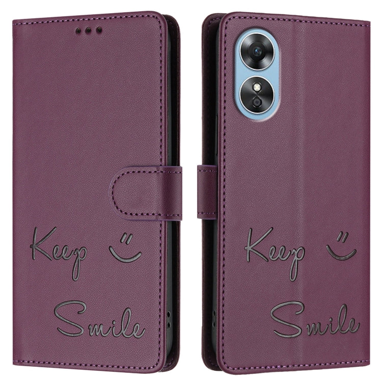 For OPPO A17 4G Global / A17K Smile Embossing RFID Leather Phone Case