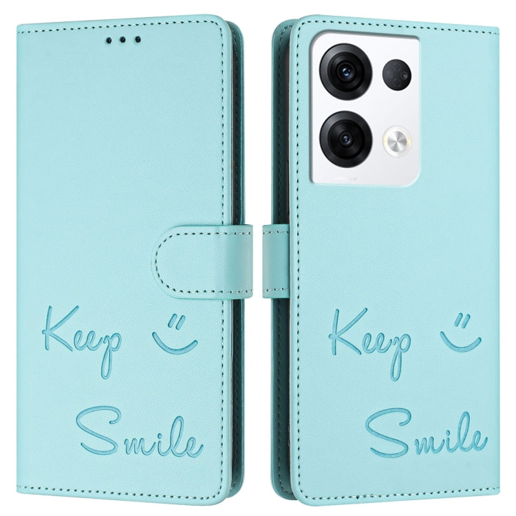 For OPPO Reno8 Pro 5G Global Smile Embossing RFID Leather Phone Case