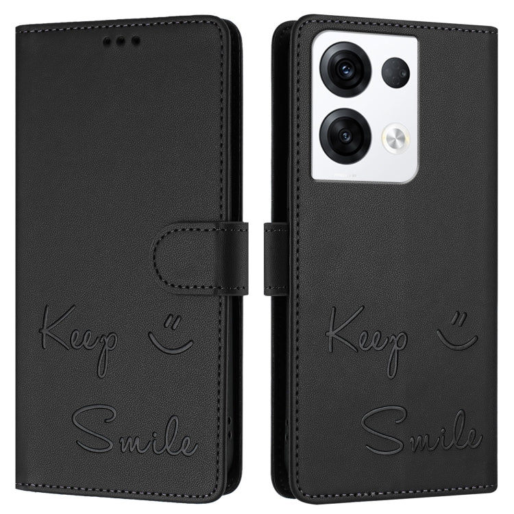 For OPPO Reno8 Pro 5G Global Smile Embossing RFID Leather Phone Case