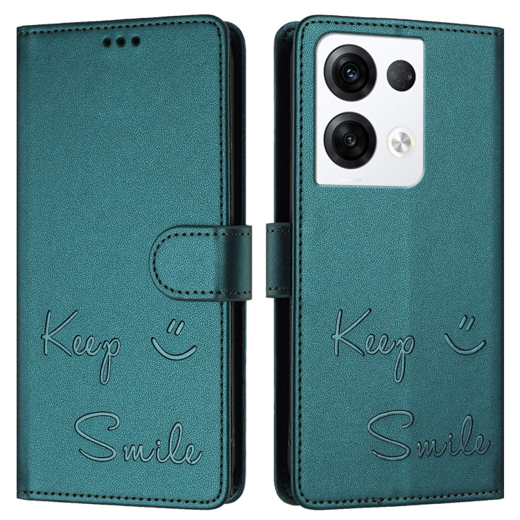For OPPO Reno8 Pro 5G Global Smile Embossing RFID Leather Phone Case