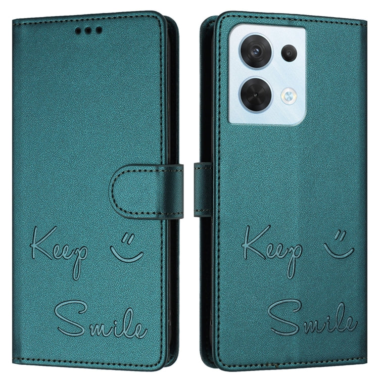 For OPPO Reno8 5G Global Smile Embossing RFID Leather Phone Case