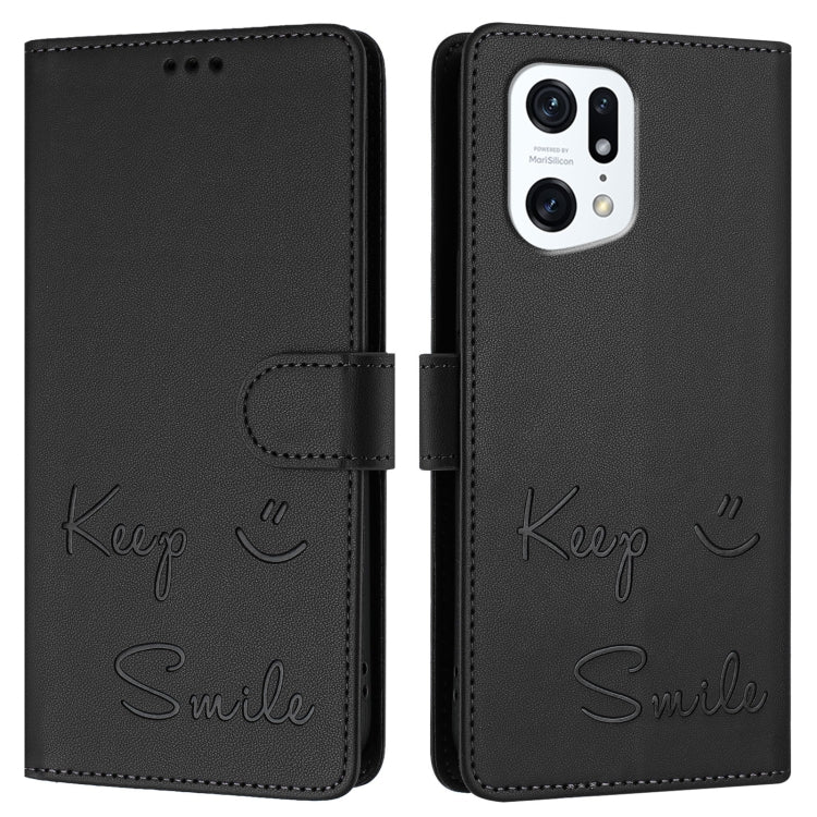 For OPPO Find X5 Smile Embossing RFID Leather Phone Case