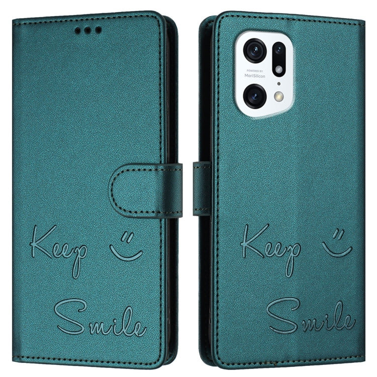 For OPPO Find X5 Smile Embossing RFID Leather Phone Case