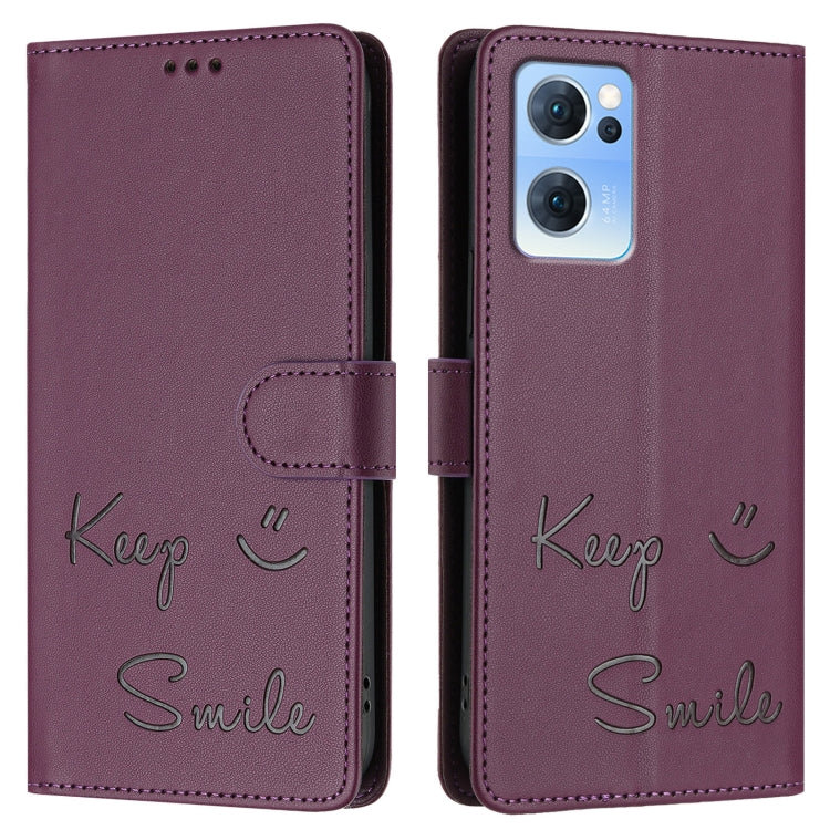 For OPPO Find X5 Lite Smile Embossing RFID Leather Phone Case