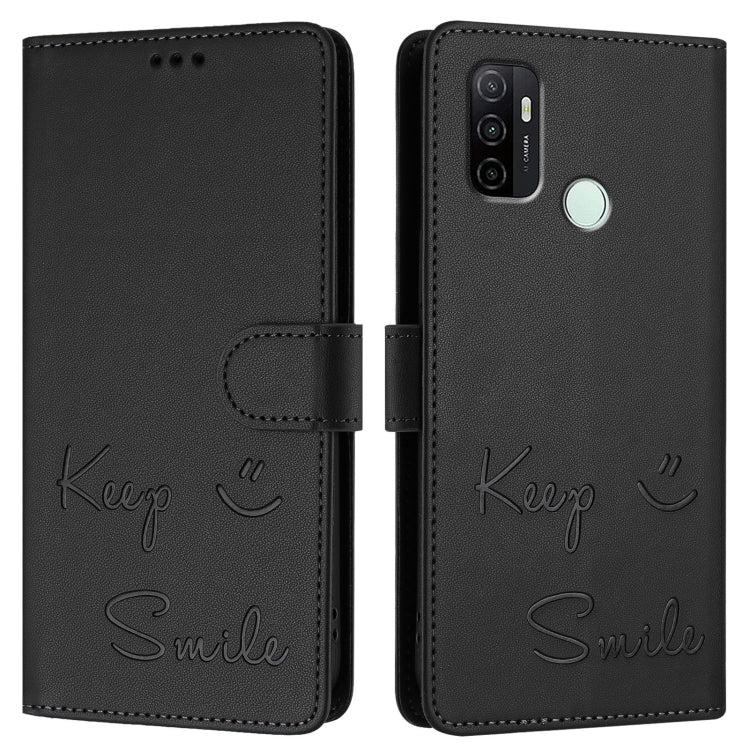 For OPPO A11s 4G Smile Embossing RFID Leather Phone Case