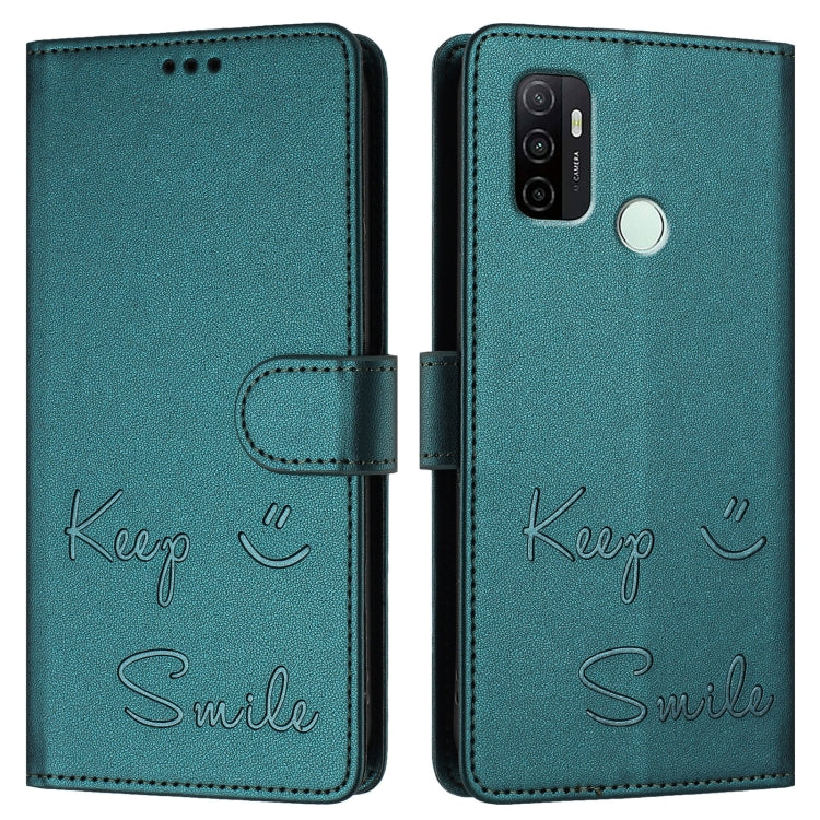 For OPPO A11s 4G Smile Embossing RFID Leather Phone Case
