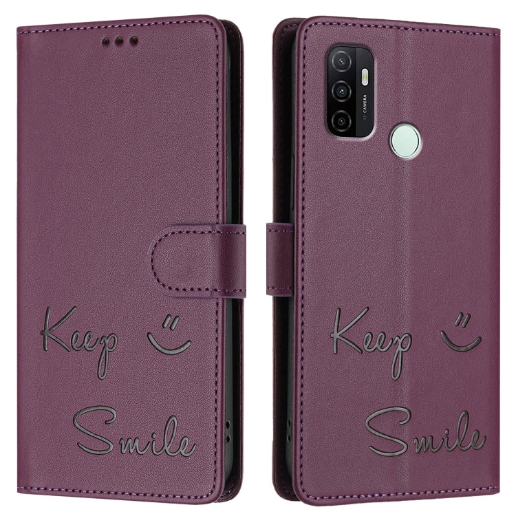 For OPPO A11s 4G Smile Embossing RFID Leather Phone Case