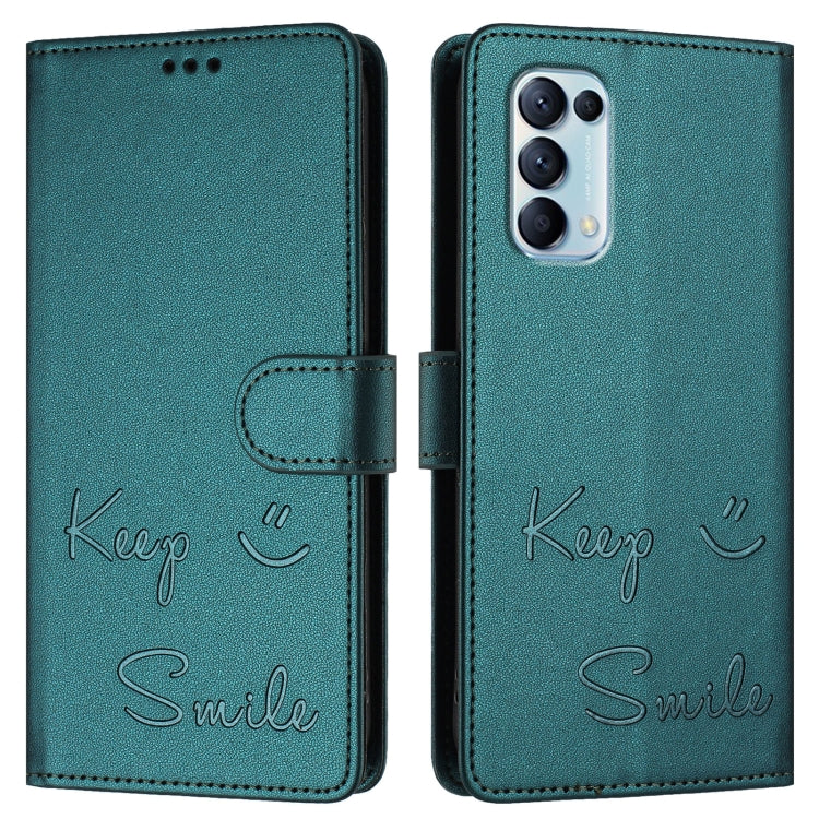 For OPPO Reno5 4G / Reno5 5G Smile Embossing RFID Leather Phone Case