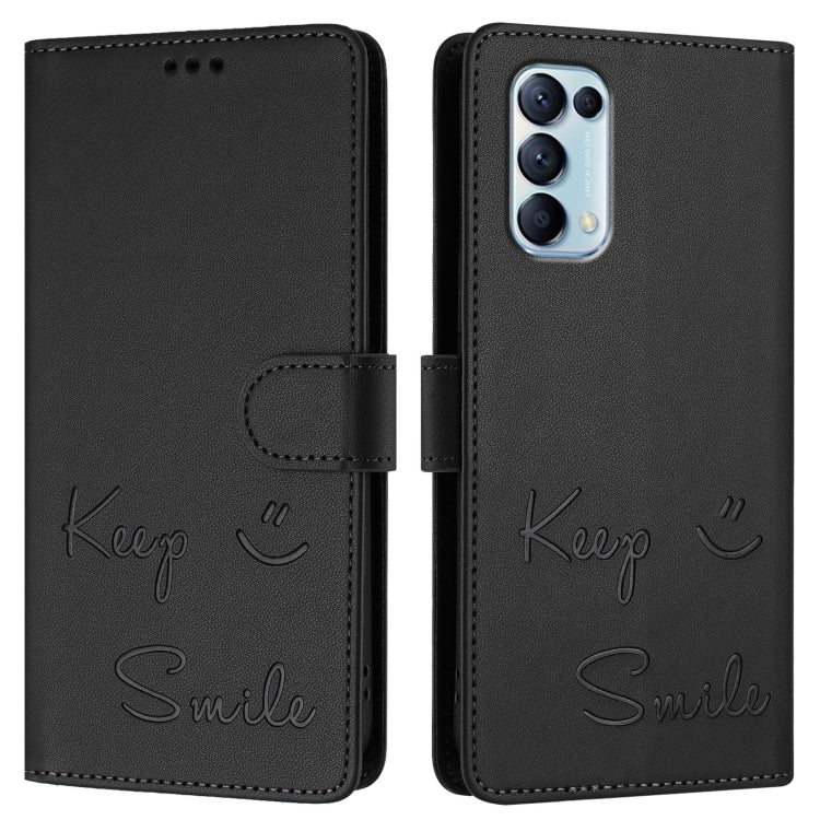 For OPPO Find X3 Lite Smile Embossing RFID Leather Phone Case