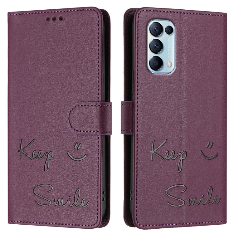 For OPPO Find X3 Lite Smile Embossing RFID Leather Phone Case
