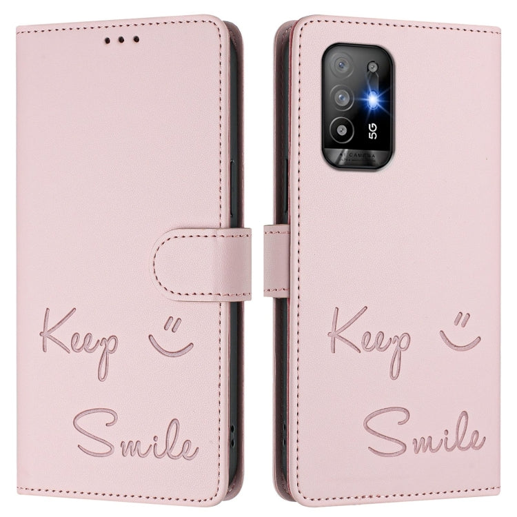 For OPPO A94 5G Global / Reno5 Z Smile Embossing RFID Leather Phone Case