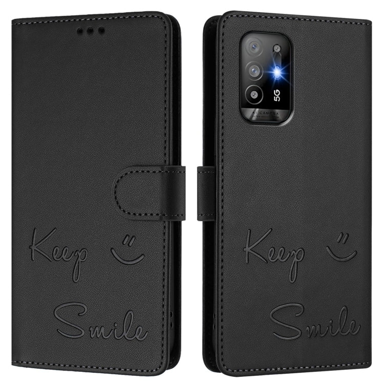 For OPPO A94 5G Global / Reno5 Z Smile Embossing RFID Leather Phone Case