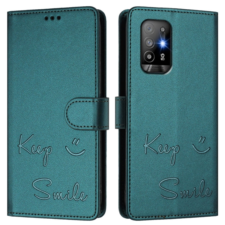 For OPPO A94 5G Global / Reno5 Z Smile Embossing RFID Leather Phone Case