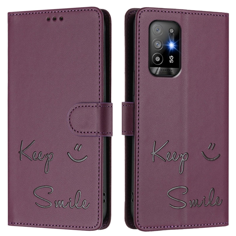For OPPO A94 5G Global / Reno5 Z Smile Embossing RFID Leather Phone Case