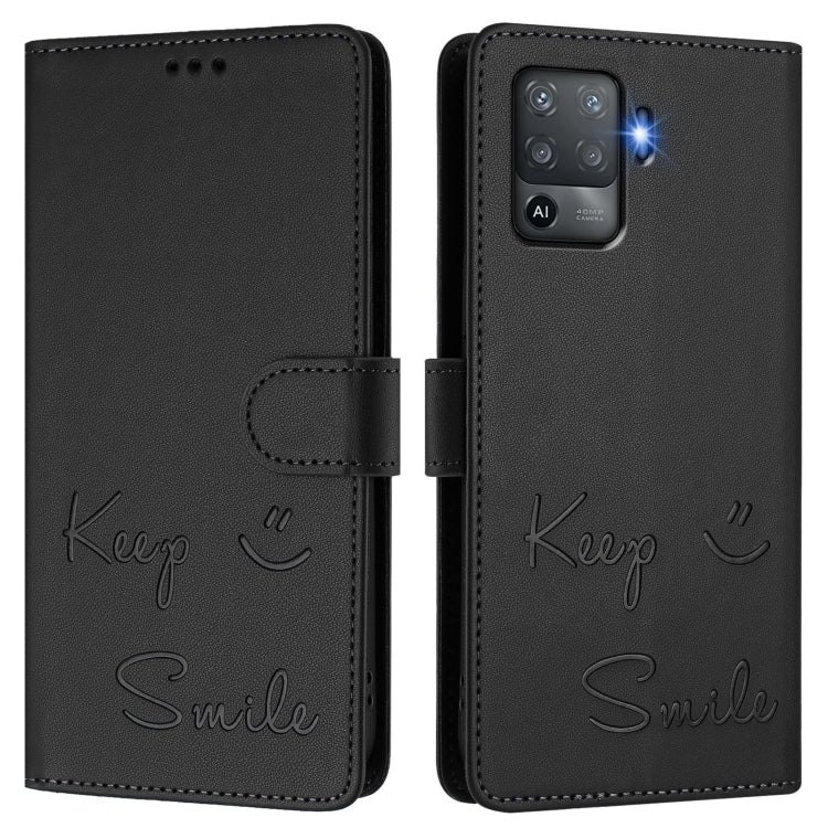 For OPPO F19 Pro / Reno5 F Smile Embossing RFID Leather Phone Case