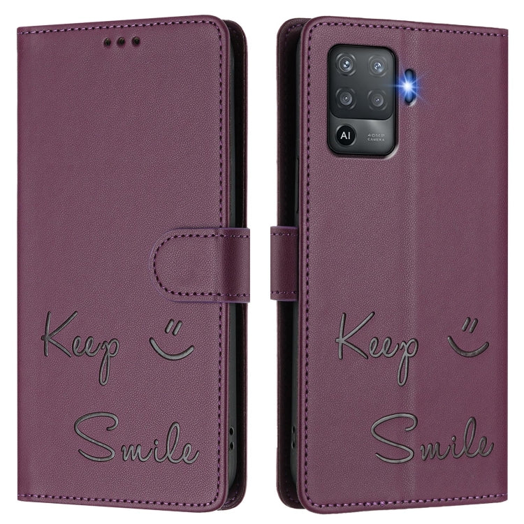 For OPPO F19 Pro / Reno5 F Smile Embossing RFID Leather Phone Case