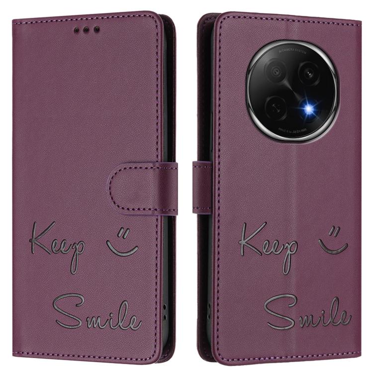 For OPPO A5 Pro China Smile Embossing RFID Leather Phone Case