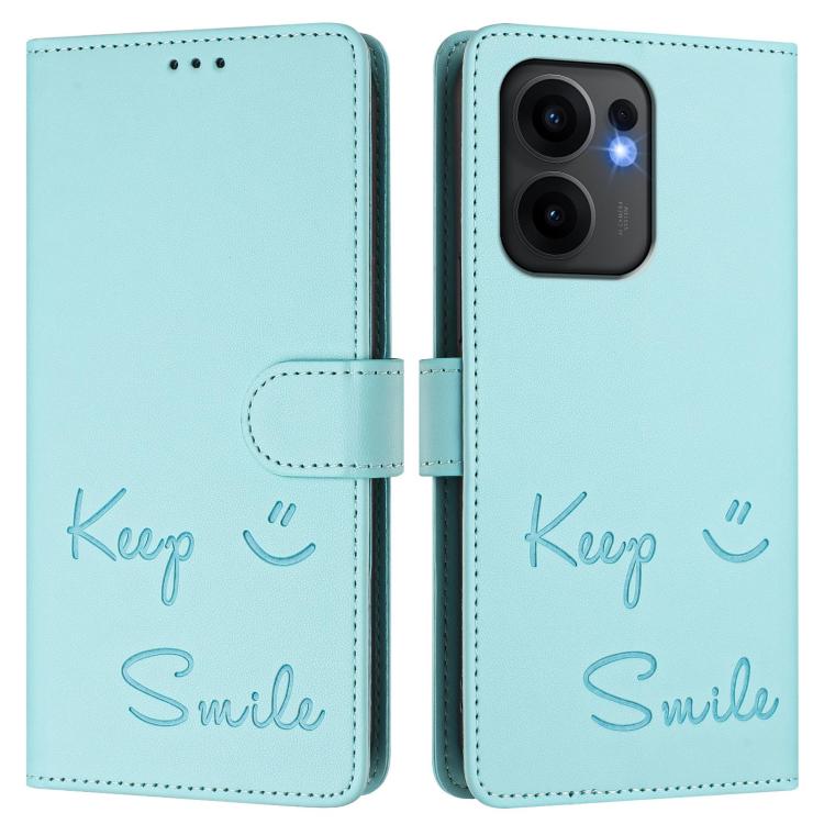 For OPPO Reno13 F 5G Smile Embossing RFID Leather Phone Case