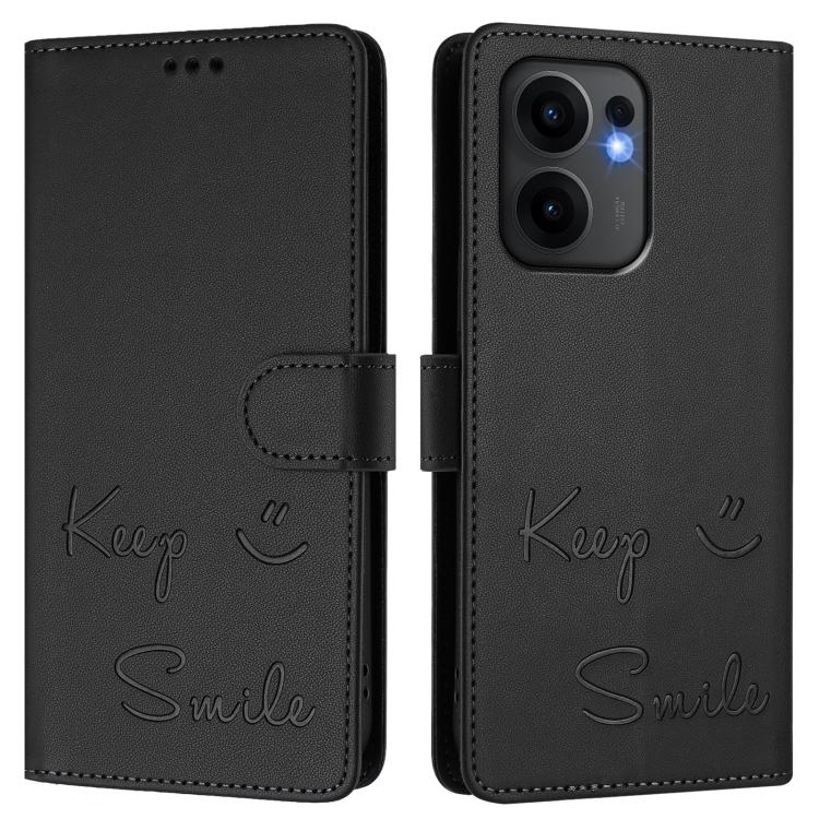 For OPPO Reno13 F 5G Smile Embossing RFID Leather Phone Case