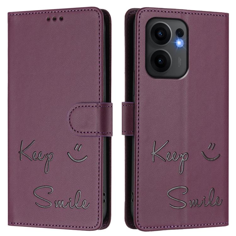 For OPPO Reno13 F 5G Smile Embossing RFID Leather Phone Case