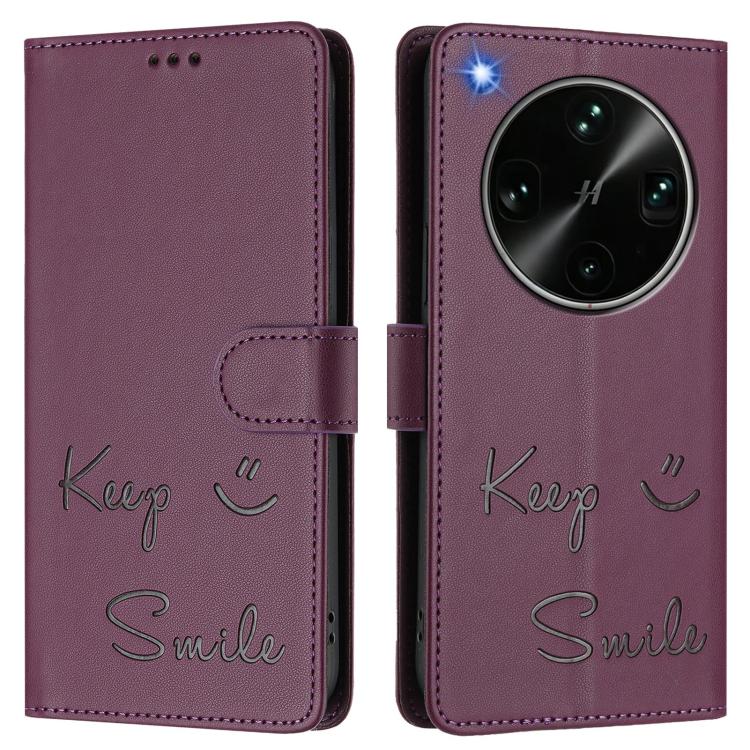 For OPPO Find X9 Ultra Smile Embossing RFID Leather Phone Case