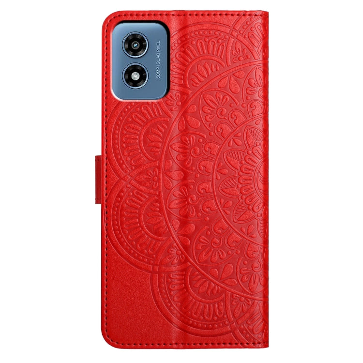 For Motorola Moto G Play 2024 Flower Embossed Leather Phone Case
