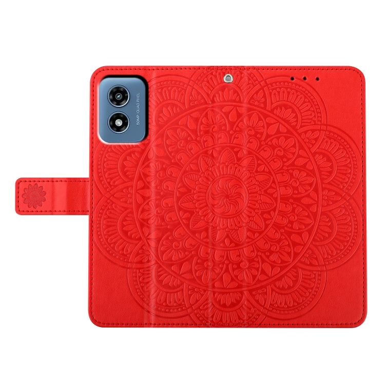 For Motorola Moto G Play 2024 Flower Embossed Leather Phone Case