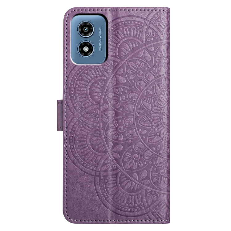 For Motorola Moto G Play 2024 Flower Embossed Leather Phone Case