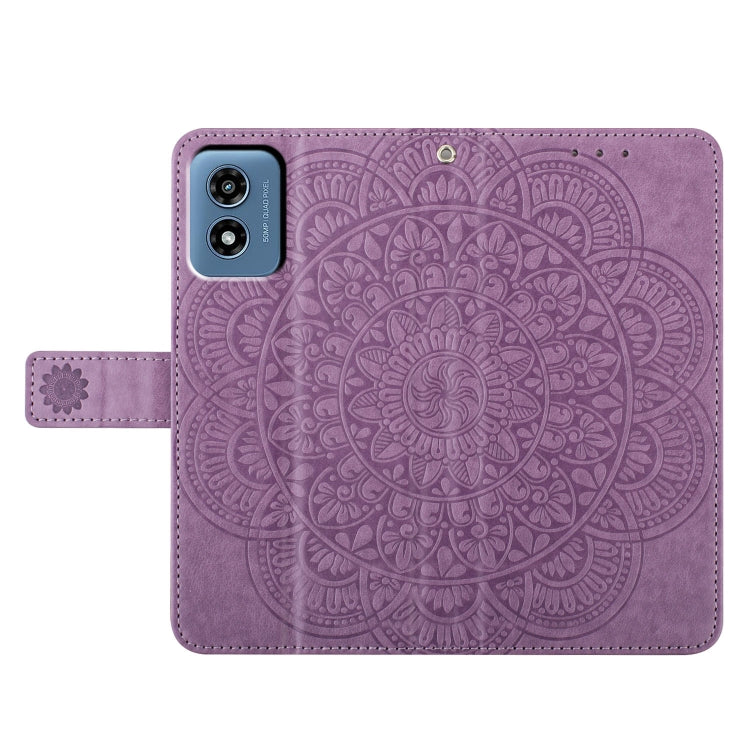 For Motorola Moto G Play 2024 Flower Embossed Leather Phone Case