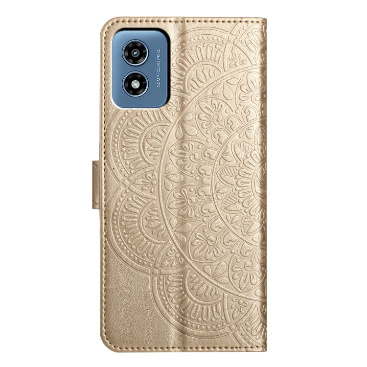 For Motorola Moto G Play 2024 Flower Embossed Leather Phone Case