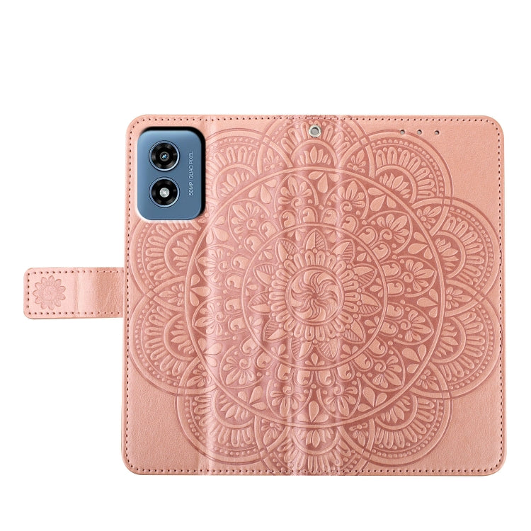 For Motorola Moto G Play 2024 Flower Embossed Leather Phone Case