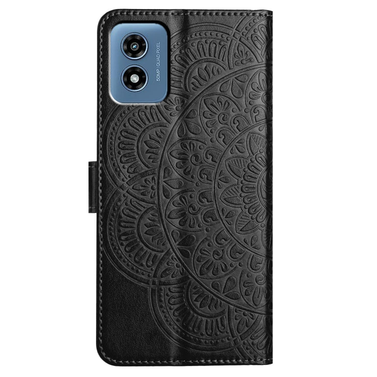 For Motorola Moto G Play 2024 Flower Embossed Leather Phone Case